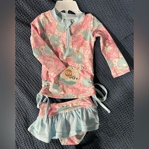 CADEN LANE LONG SLEEVE RASH GUARD TOP WITH RUFFLE SKIRT | OCEAN PEARL